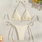 Solid Color Tied Bikini Split Swimsuit Women Beach Spring Swimsuit Bikini Alina