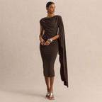 Women Clothing Summer Solid Color Casual Shawl Sleeveless Irregular Asymmetric Swing Collar Slim Dress HONEYBADGER