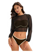 Arrival Bikini Swimsuit Women Sexy Three Piece Sets Long Sleeved Blouse Bianco