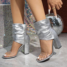 9. 5cm Mid Calf Shoes Women Sexy Peep Toe Sandals Super High Heel Cool Party High Heels Yuanna