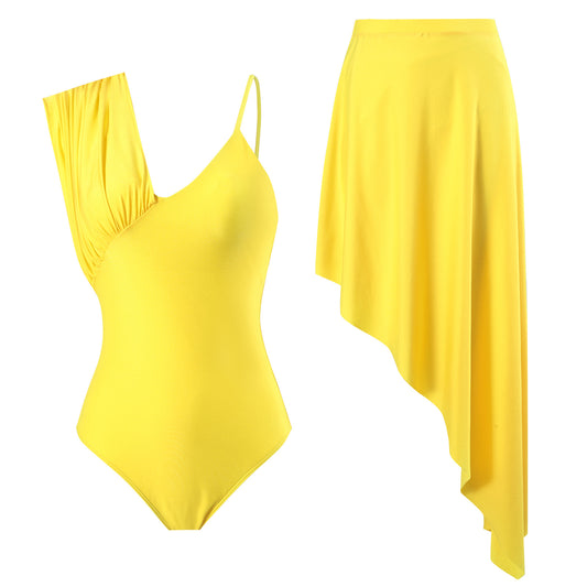 Traje de baño sexy de color sólido para mujer, ajustado, conservador, para vacaciones de primavera.