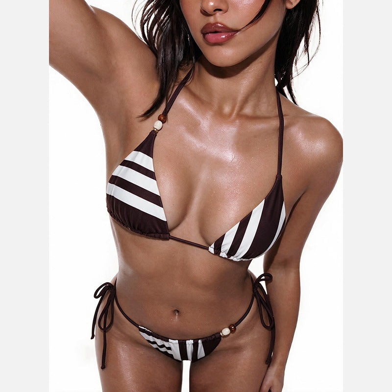 Color Matching Lace up Bikini Sexy Split Swimsuit Women Beach Spring Swimsuit Bikini Alina