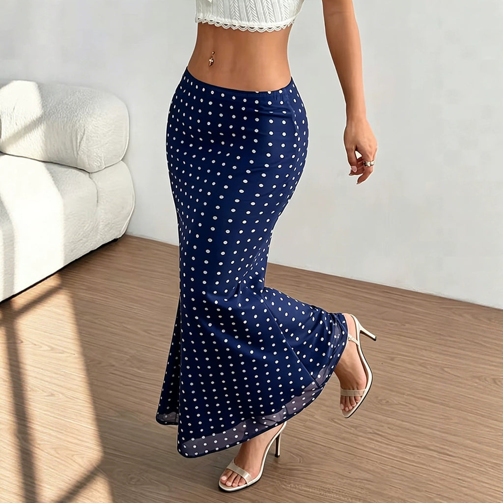 Summer Women Clothing Sexy Dot Mesh Skirt Slim Fit Sheath Skirt George