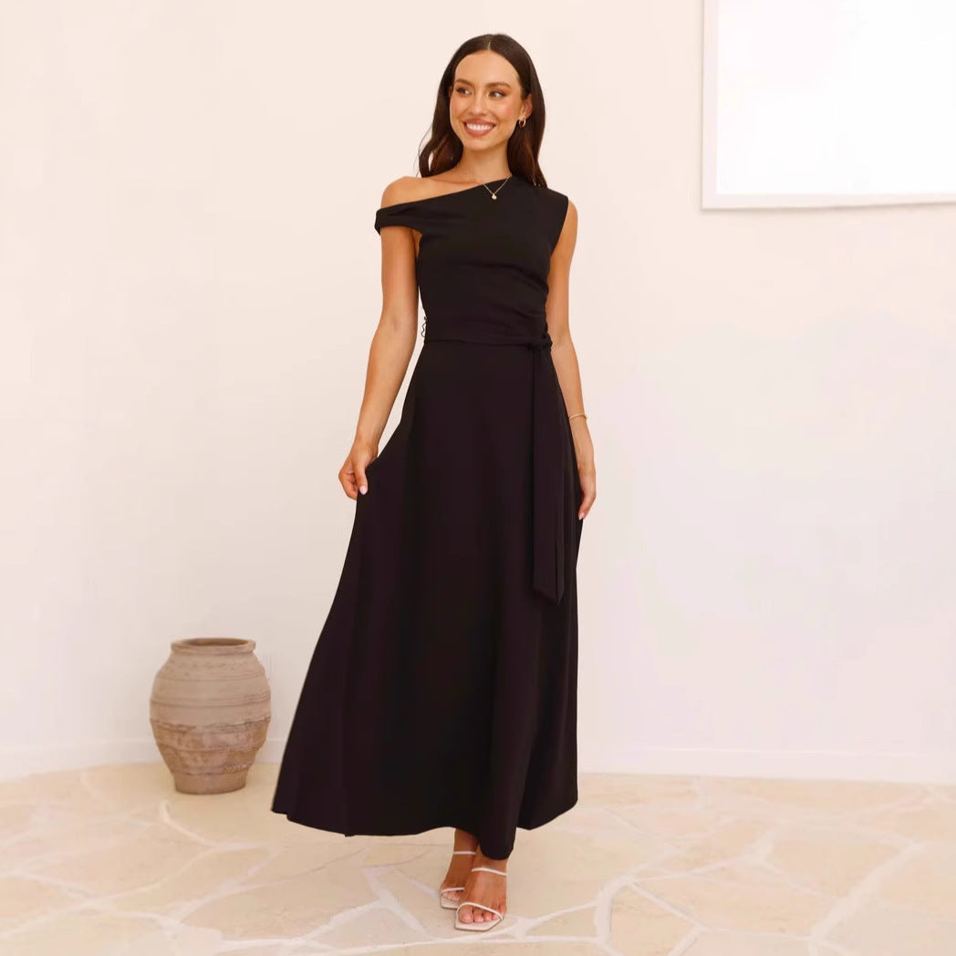 Women Summer Office Solid Color Sexy Lacing Dress XUYUN