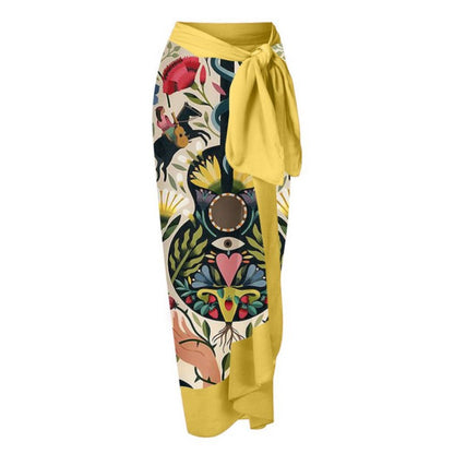 Yellow Totem Printed Gauze Skirt