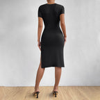 Knitted Slim Fit Sexy Design Side Slit Waist Slimming Hip Dress Yiskiss