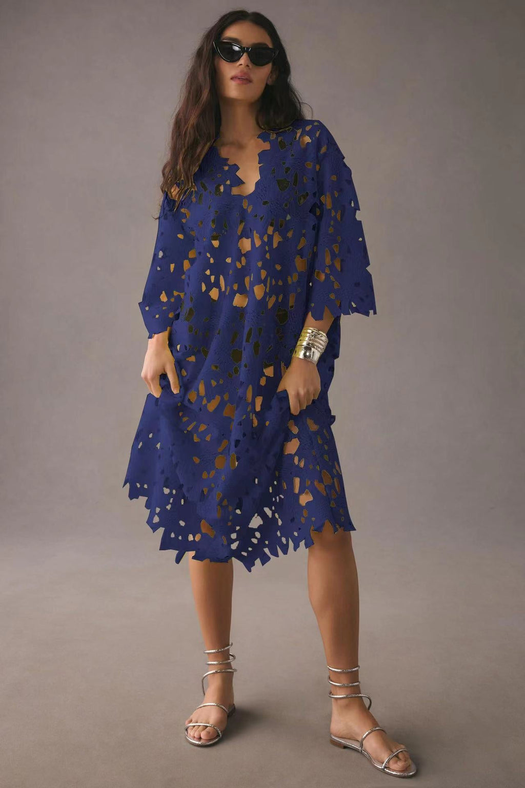 Casual Loose Beach Vacation Blouse Lace Shirt Gemi