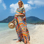 Robe imprimée, chemise de protection solaire pour les vacances à la mer, robe de plage, maillot de bain bikini, blouse, vêtement d'extérieur