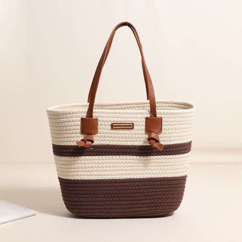 Leather Knot Cotton Thread Brown