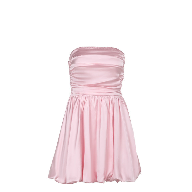 Summer Sexy off-Shoulder Tube Top A Swing Mini Dress Women WHATOWEAR