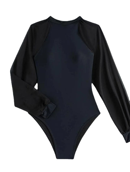 Traje de baño sexy sin espalda con mangas de encaje
