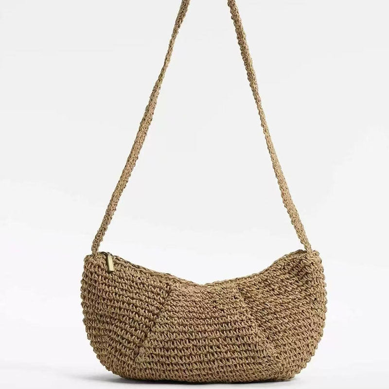 Bolso bandolera informal de paja, bolso de nicho, bolso tejido, bolso de playa para vacaciones, bolso de pecho que combina con todo. 