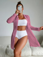 Swimsuit Women's Split High Waist Solid Color Bikini Internet Celebrity Blouse Long Sleeve Swimsuit