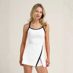 Summer Halter Casual Golf Sports Tennis Dress Women Built Leggings Two Piece Set Midol