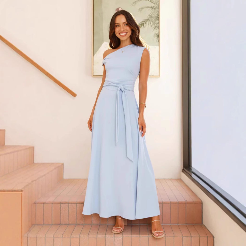 Women Summer Office Solid Color Sexy Lacing Dress XUYUN
