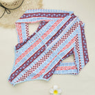 Striped Printed Long Sleeve Zipper Briefs Surfing Set One Piece Swimsuit Women Thunder