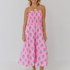 Women Urban Casual Printed Floral Pleated Sling Dress Eedele
