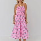 Women Urban Casual Printed Floral Pleated Sling Dress Eedele