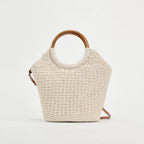 Sac bandoulière grande capacité en coton tissé, sac cabas en paille, sac de plage pour femme 
