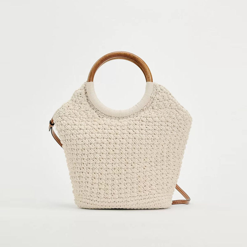 Sac bandoulière grande capacité en coton tissé, sac cabas en paille, sac de plage pour femme 
