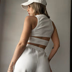 Women Clothing Basic Vest Women Clothing Slim Short Hollow Out Cutout Vest for Women SMUJI