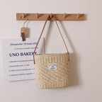 Sac à bandoulière carré en paille pour femme, sac tissé simple sous les aisselles, sac de plage pour les vacances 