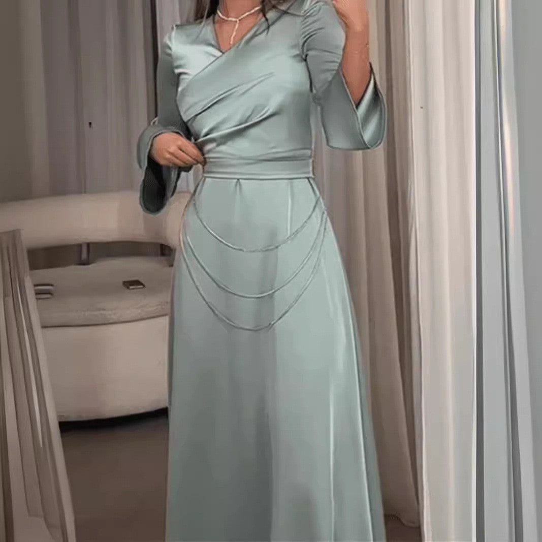 Women Spring Summer Chain Evening A Line Maxi Dress RMAI