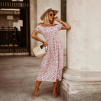 Summer Women Clothing off Shoulder Tube Top Cinched Waist Short Sleeve Dress NEWMELANCE
