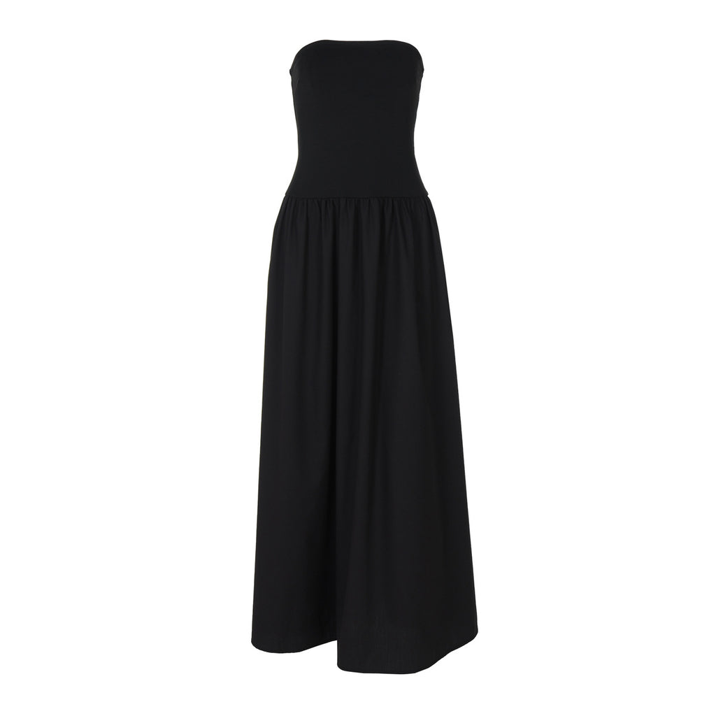 Sexy off Neck Street Loose Long Elegant Tube Top Solid Color Dress for Women LAGERFELD