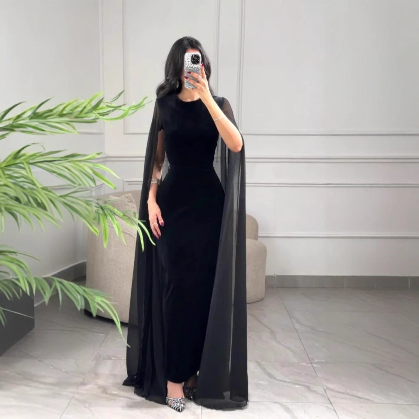 Robe fourreau en velours à manches courtes, automne-hiver, style Moyen-Orient, pour femme.
