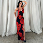 Summer Women Clothing Sexy Slit Strap Dress Printing Dress LEKINS