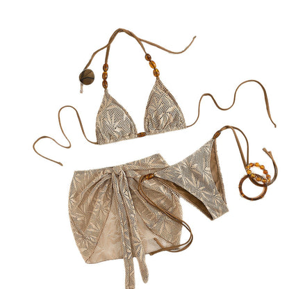 Swimsuit Sexy Three Piece Suit Solid Color Bikini Mesh Bikini Swimsuit BALANCE
