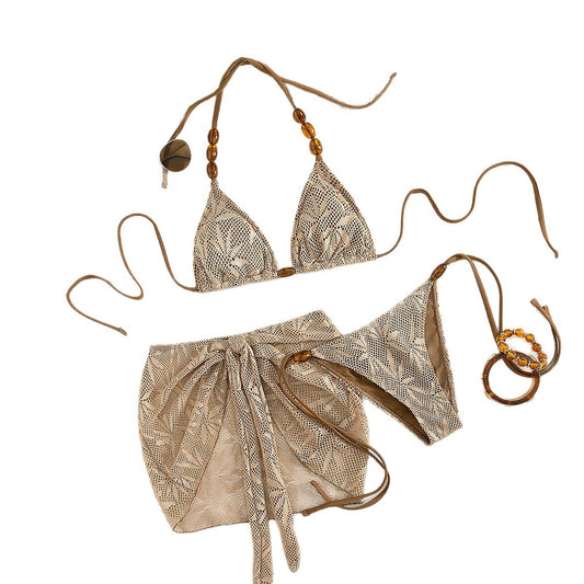 Swimsuit Sexy Three Piece Suit Solid Color Bikini Mesh Bikini Swimsuit BALANCE