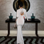 Fall Women Clothing Sexy Cutout Socialite Private Clothing Elegant Three Dimensional Floral Long Sleeve Slim Maxi Dress