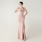 Boning Corset Lace up Waist Controlled Wrapped Chest Pleated Hollow Out Cutout out Cocktail Wedding Red Carpet Evening Dress