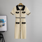 Adult Lady like Woman Slim Fit Slimming Knitted Hip Dress Summer Long Office Short Sleeve Dress Janero