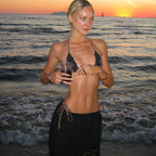 Three Point Leopard Print Lace Lace up Sexy Halter Bikini Skirt Three Piece Set Thunder