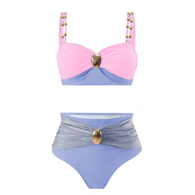 Pink and Blue Single Swimsuit