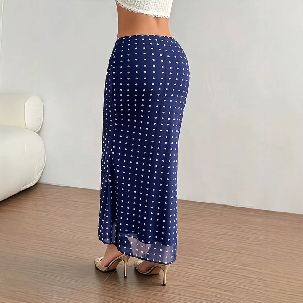 Summer Women Clothing Sexy Dot Mesh Skirt Slim Fit Sheath Skirt George