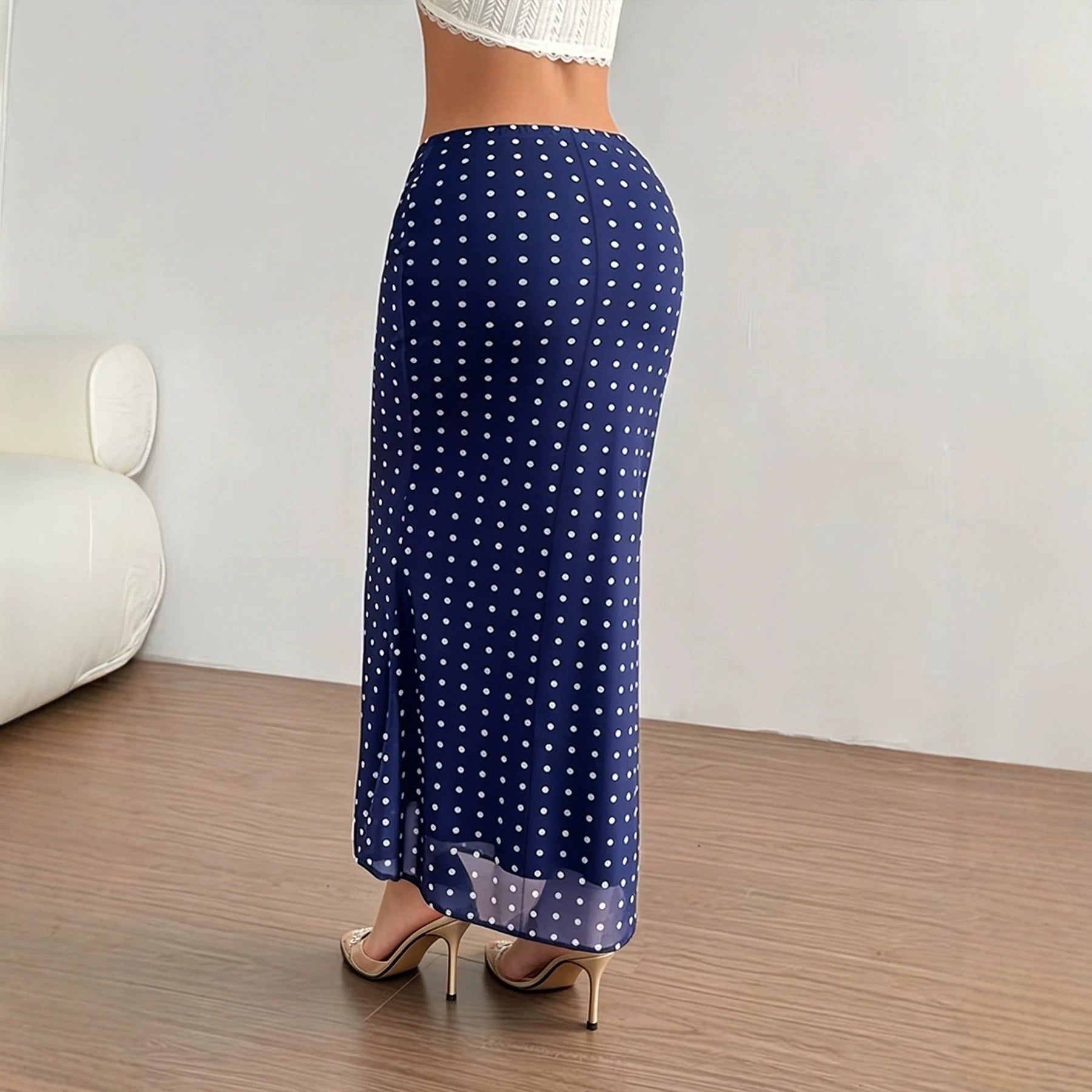Summer Women Clothing Sexy Dot Mesh Skirt Slim Fit Sheath Skirt George