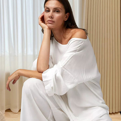 Pijamas de manga larga para mujer, holgados, informales, sencillos, para el hogar, de otoño