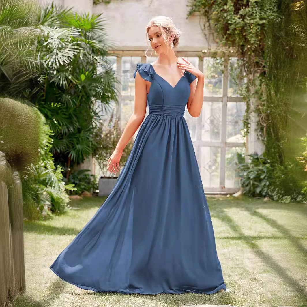 Chiffon Evening Dress Long V neck Formal Chiffon Dress Party Party Evening Dress Direct JoyEase