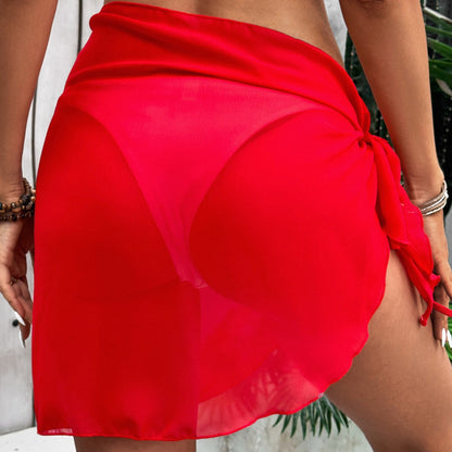Falda de playa de gasa de verano ajustable para mujer, falda sexy asimétrica irregular para mujer