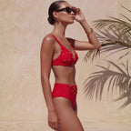 Triangle Sexy Bikini Red Split Swimsuit Set Women ShineRealm