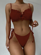 Bikini Solid Color Swimsuit Swimwear Women Underwire Swimsuit Flounce Bikini CHENS
