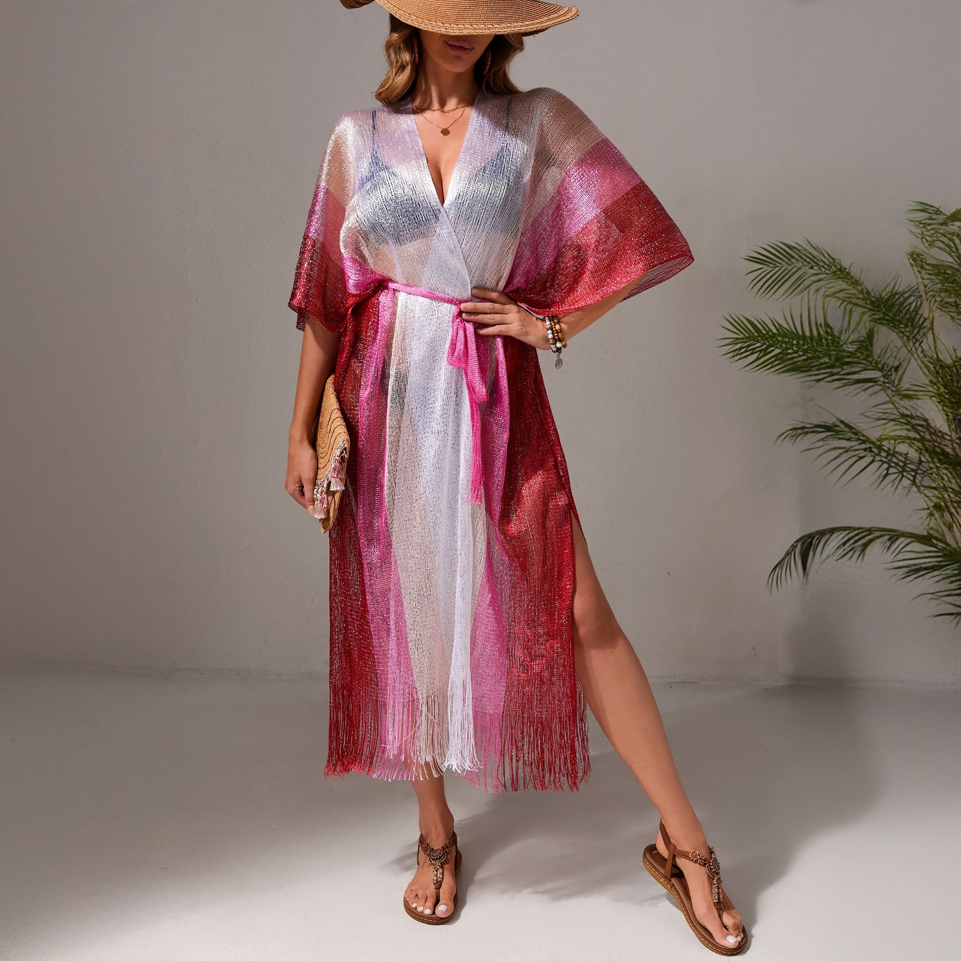 Beach Dress Women Casual Vacation Gradient Bikini Swimsuit Blouse Sun Protective Clothing Cardigan Mangar