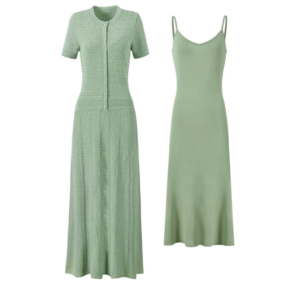 Bright Silk Summer Fashionable Knitted Slim Slimming Short Sleeve Maxi Dress for Women Dimenssa