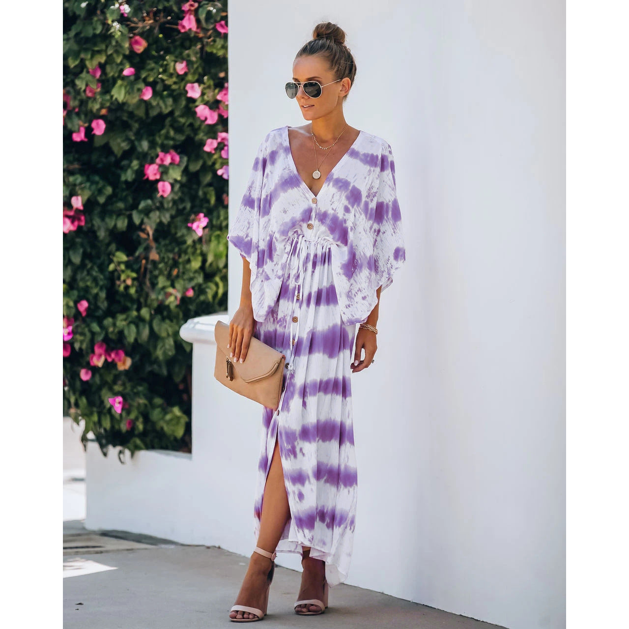 Spring Summer Lace Tie Dye Loose Dress Home Casual Dress Oyrina