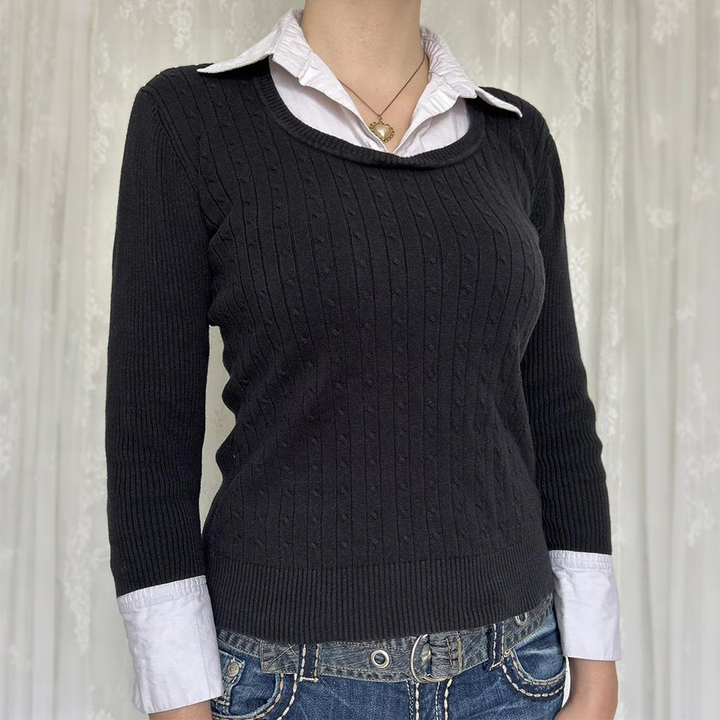 Ensemble deux pièces sexy en laine à manches longues pour femme, automne