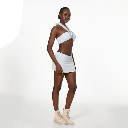 Traje de baño dividido para mujer, primavera, playa, ahuecado, recorte, vacaciones, bikini sexy, traje de baño con cuello halter sexy